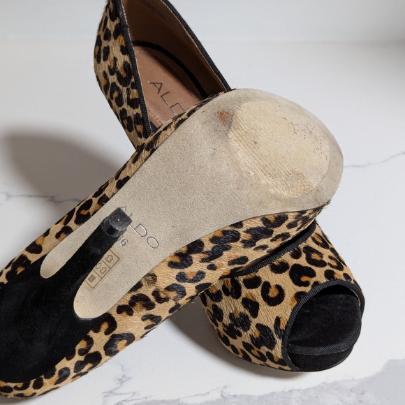 ALDO Leopard Print Leather & Cowhide Heels (size 6), EXCELLENT condition - Picture 5 of 7